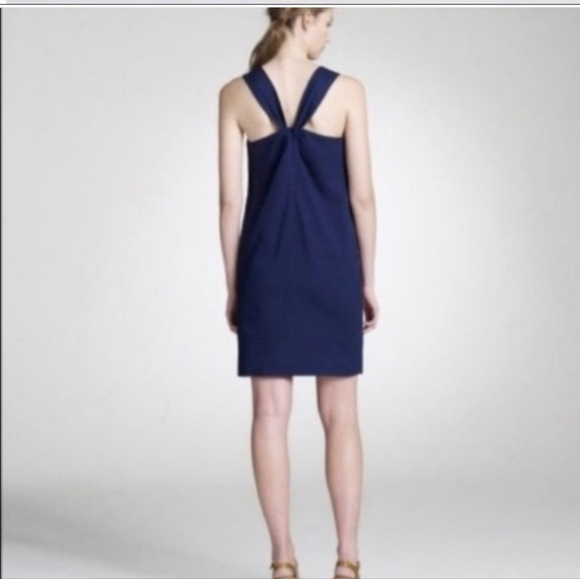 J Crew Silk Twist Back Navy Mini Dress. Size 4, EUC - Picture 1 of 6